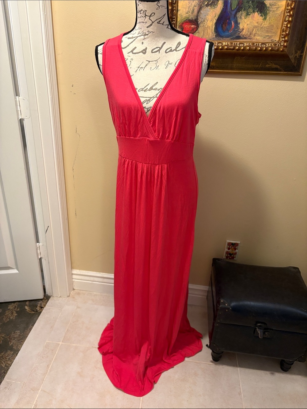 💕Loveappella Sleeveless V-Neck Pink Polis soft leisurewear vacay wear maxi
